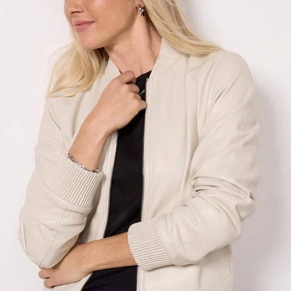 EVEREVE Blake Faux Leather Bomber ecru‎ XL nwt - Picture 2 of 7